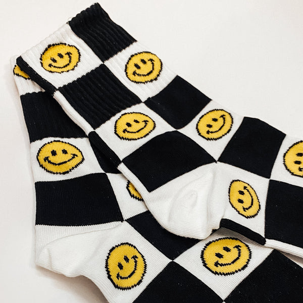 Smiley Check Socks